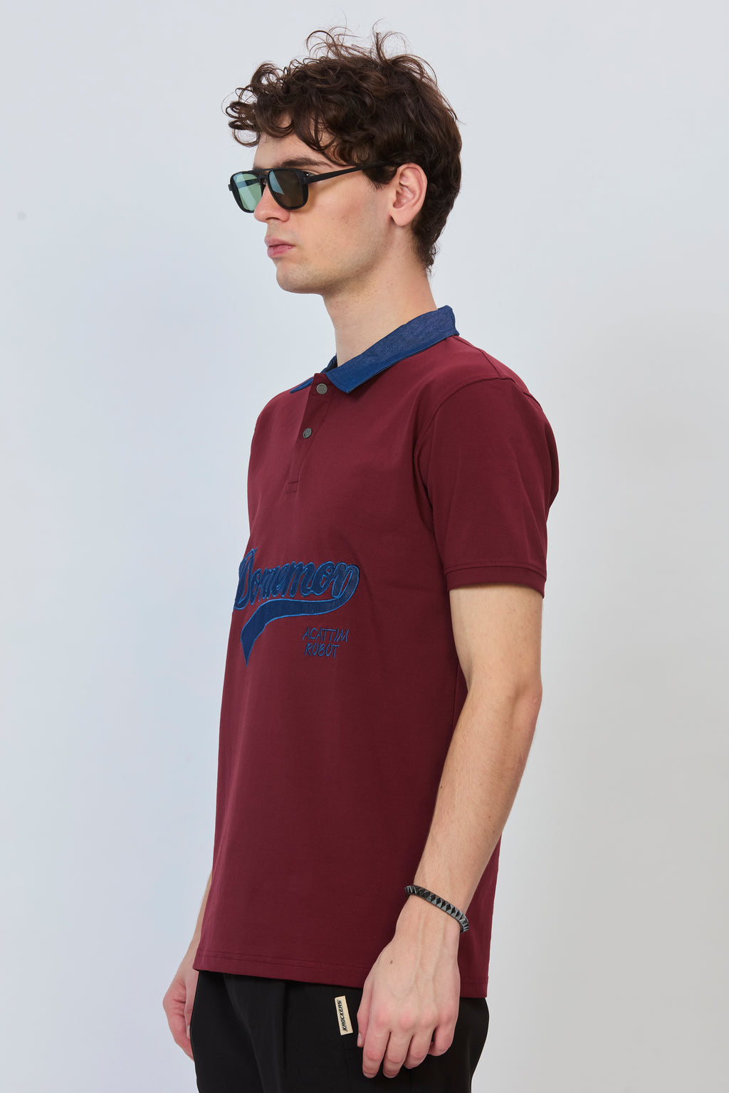 Rugged Maroon Denim Polo