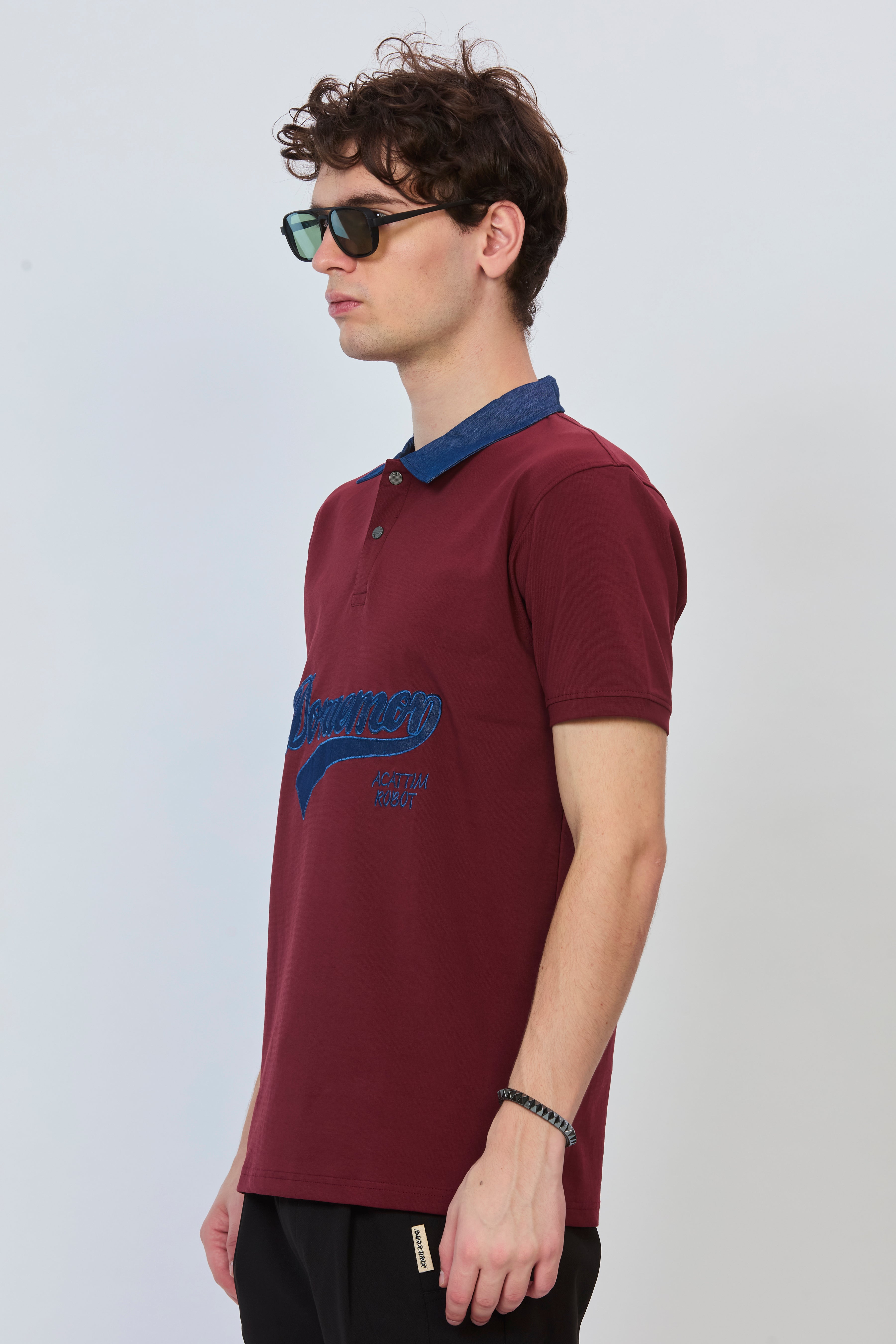 Rugged Maroon Denim Polo