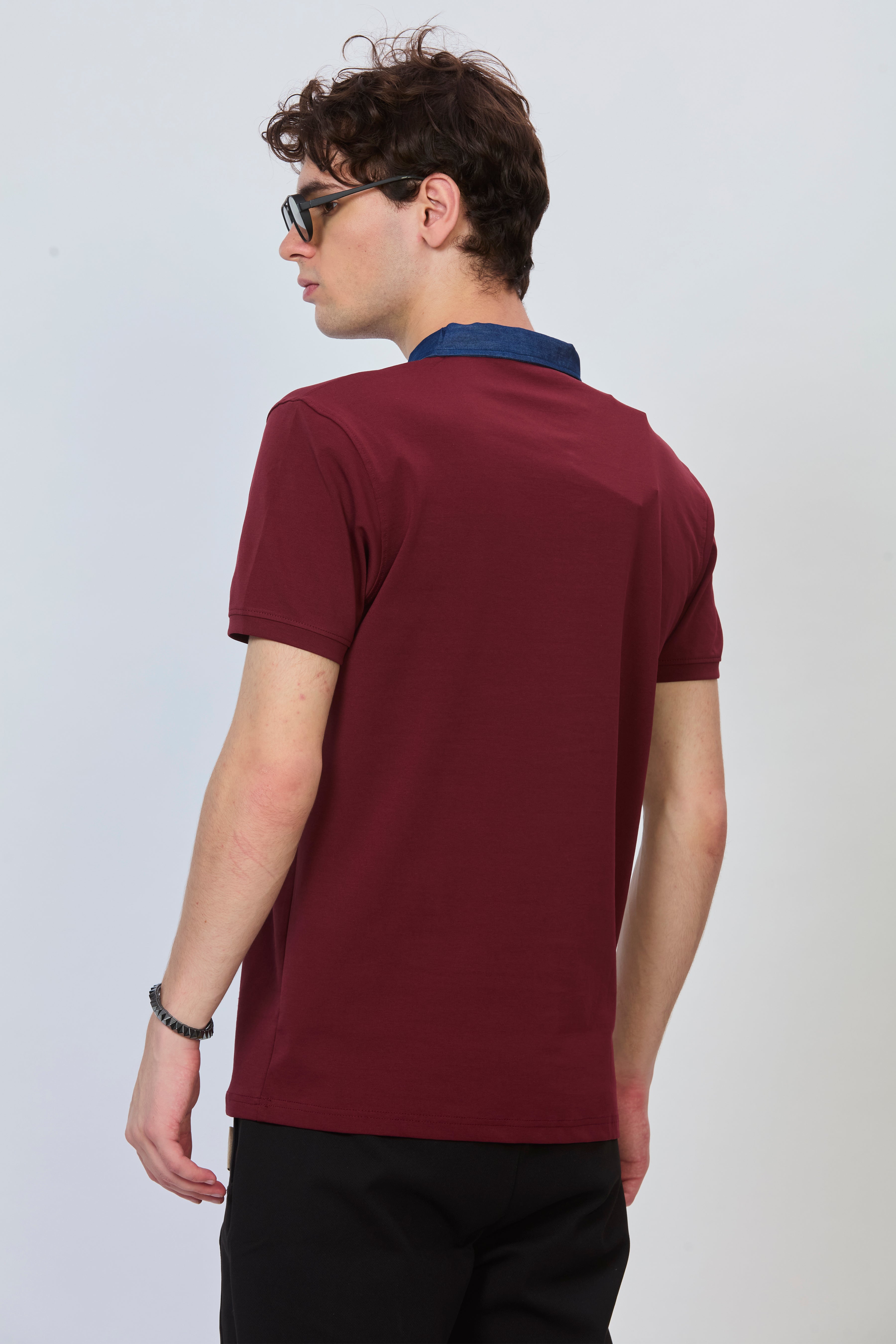 Rugged Maroon Denim Polo
