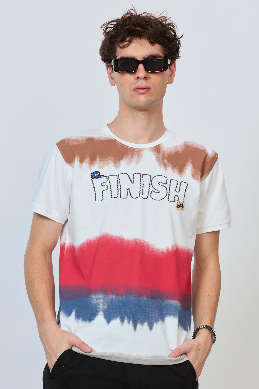 White Canvas Tee Featuring Bold Prints & Premium Embroidery