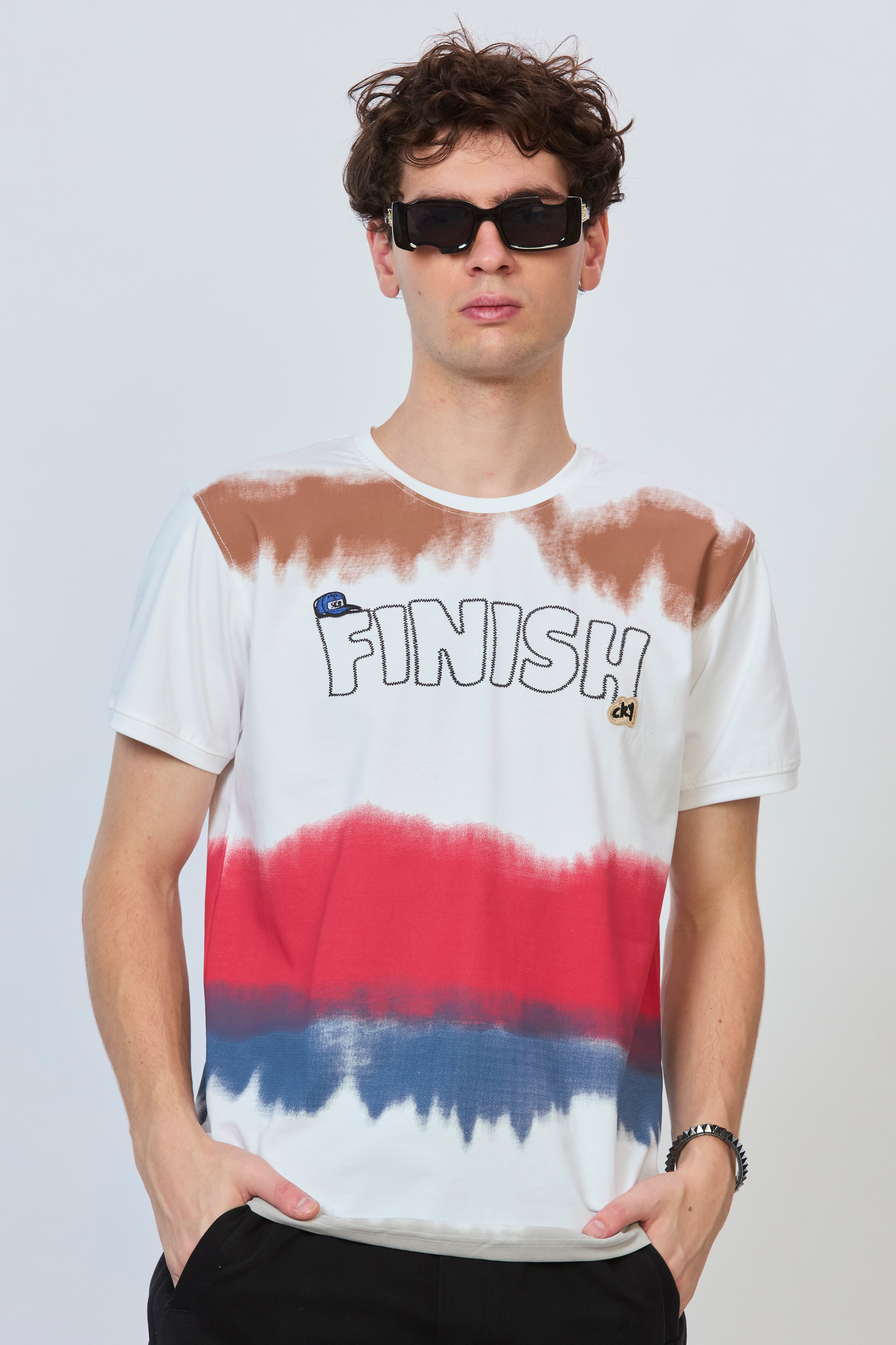 White Canvas Tee Featuring Bold Prints & Premium Embroidery