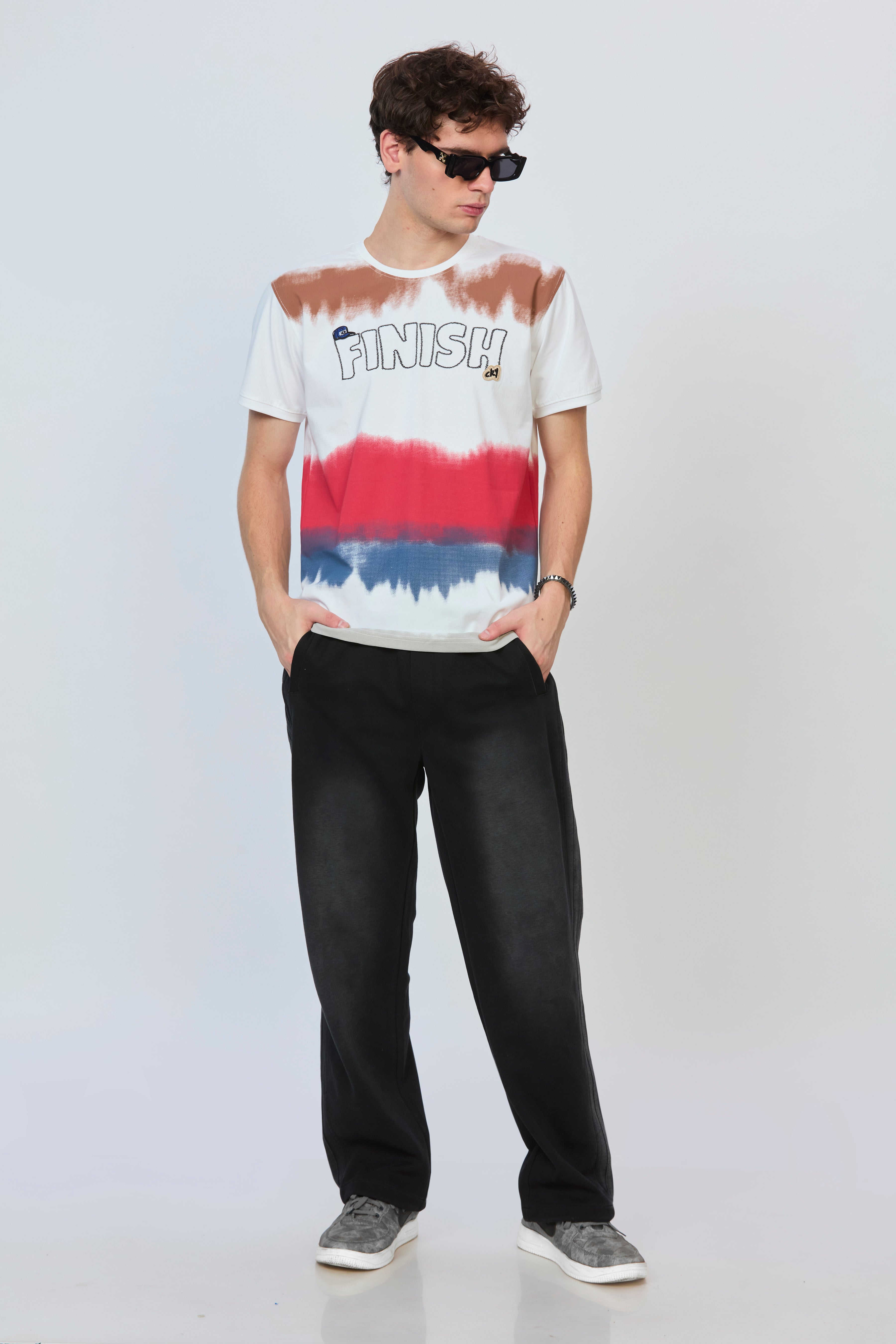 White Canvas Tee Featuring Bold Prints & Premium Embroidery
