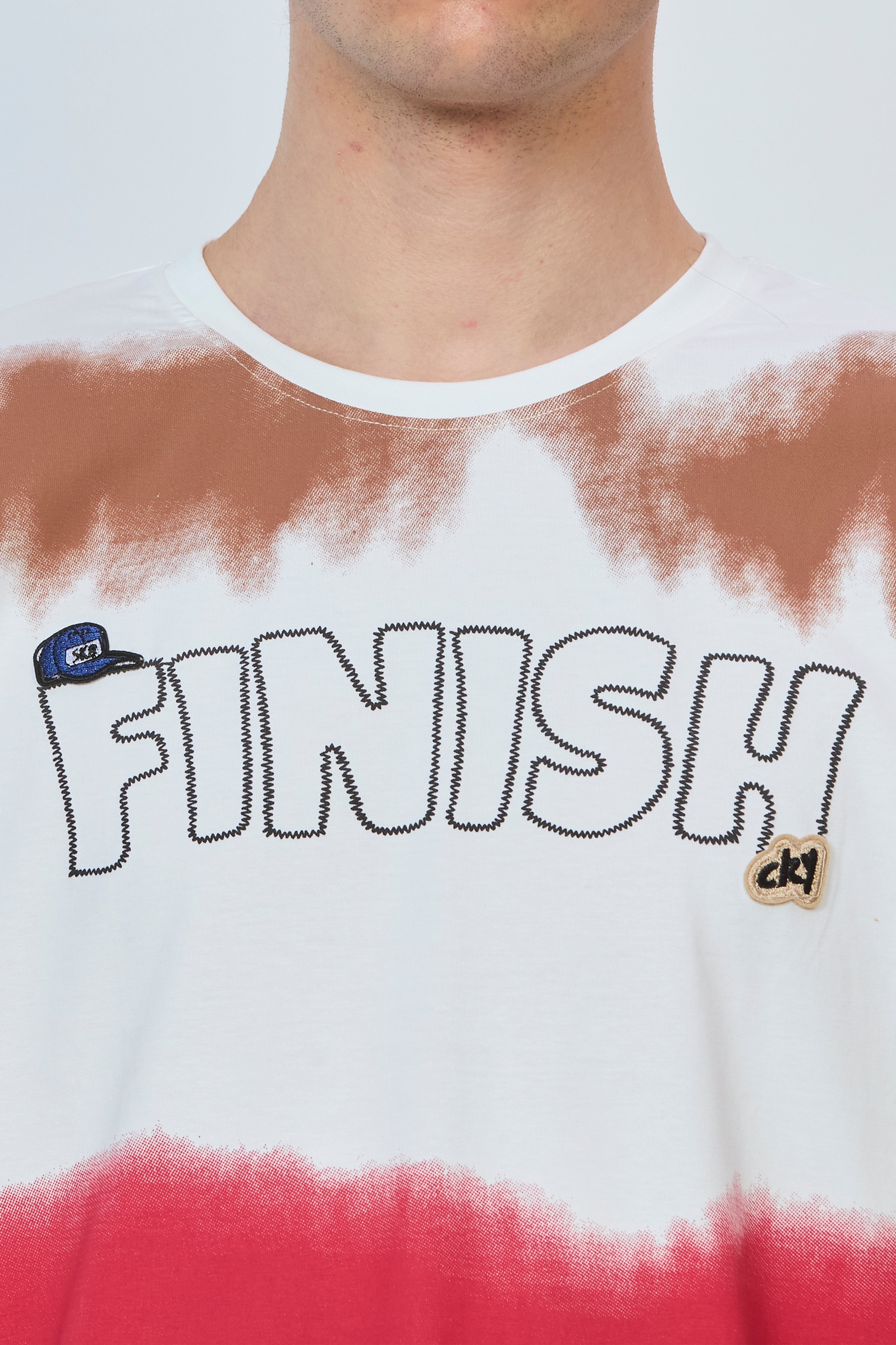 White Canvas Tee Featuring Bold Prints & Premium Embroidery