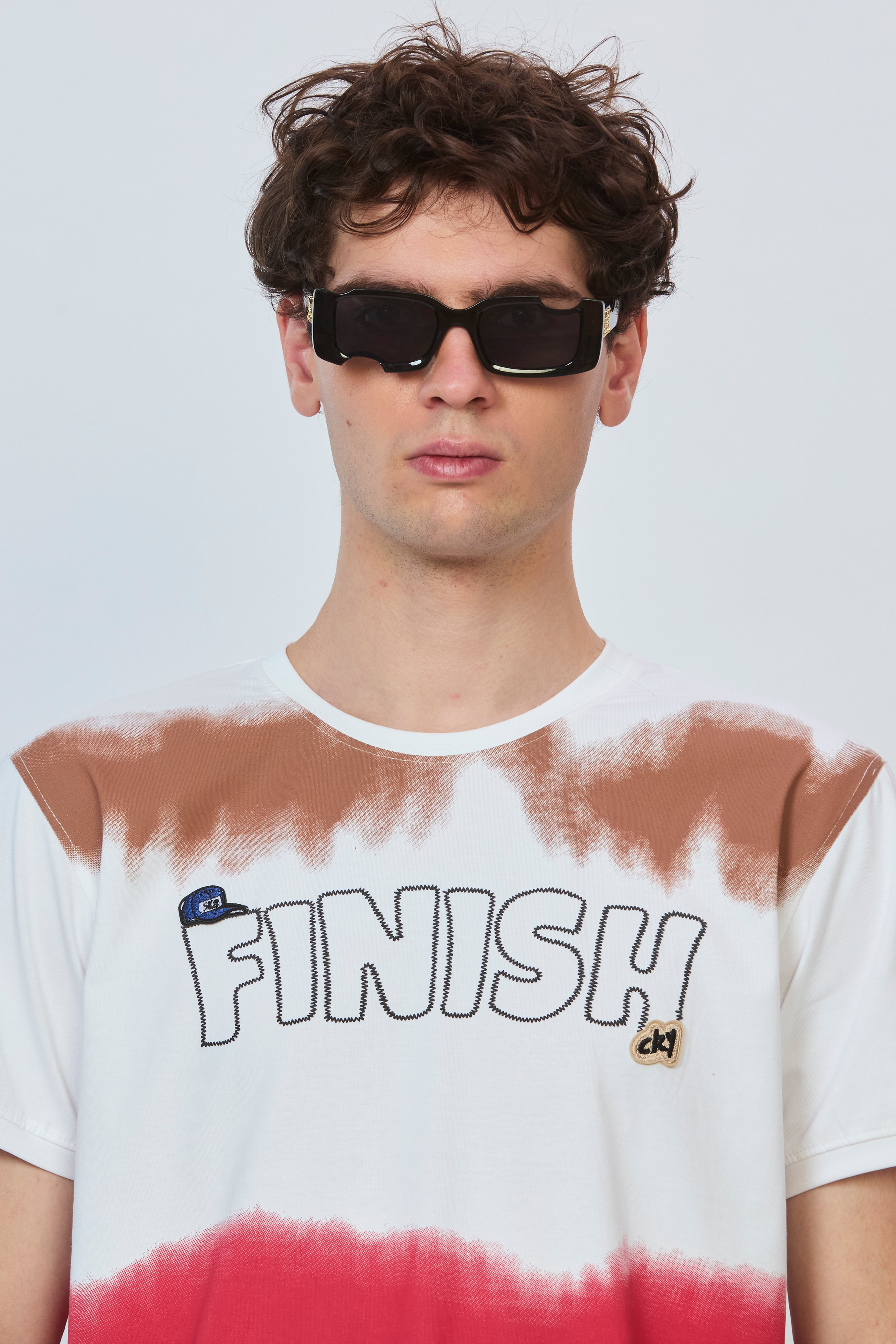 White Canvas Tee Featuring Bold Prints & Premium Embroidery