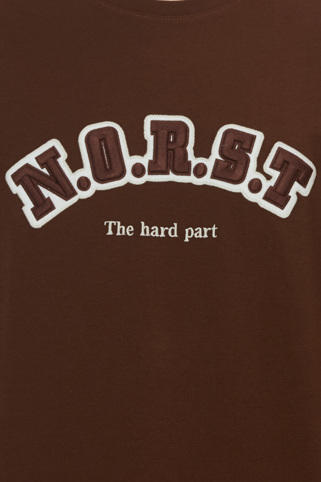 Brown Cotton T-Shirt with Tonal Embroidery