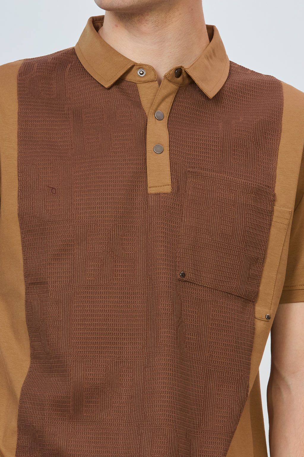 Bold Brown Polo with Sophisticated Panel Design