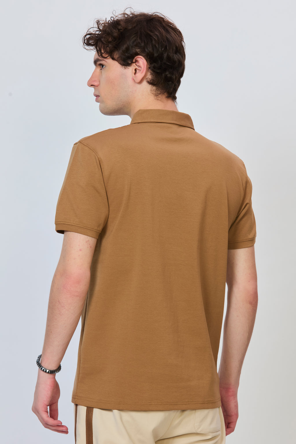 Bold Brown Polo with Sophisticated Panel Design